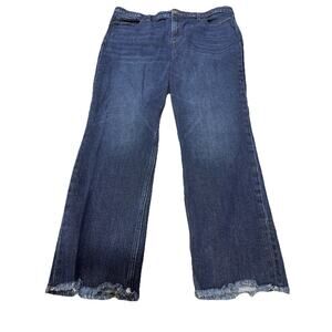 Vineyard Vines High Rise Straight Crop Jeans 33 Dark Wash Raw Hem